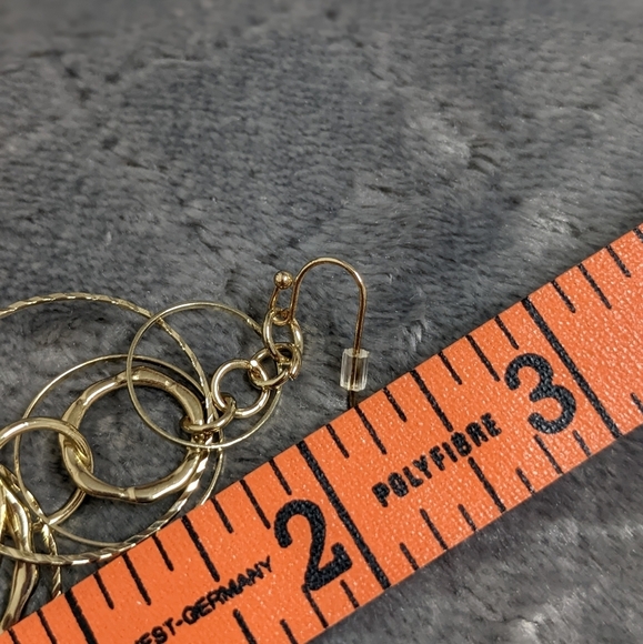 2 Pair Elegant Goldtone Hoop and Dangle Pierced Earrings - Picture 5 of 6